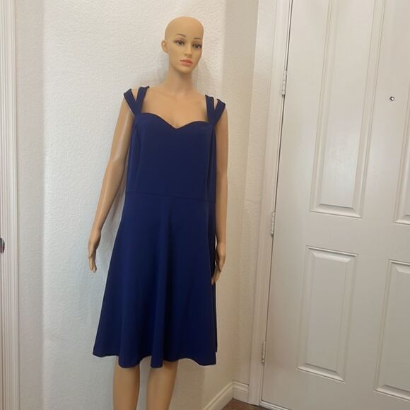 Chezut Royal Blue Dress Size 24 Sleeveless Circle Skirt Zipper Back - Picture 2 of 9